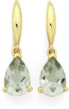 Goldmark 9ct Gold Green Amethyst Pear Shape Earrings offer