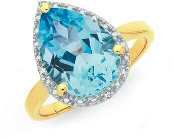 Goldmark Manhattan G Cocktail Ring Collection - 9ct Gold Sky Blue Topaz Pear Shape Ring offer