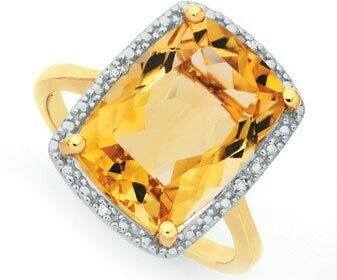 Goldmark Manhattan G Cocktail Ring Collection - 9ct Gold Honey Quartz Long Cushion Shape Ring offer