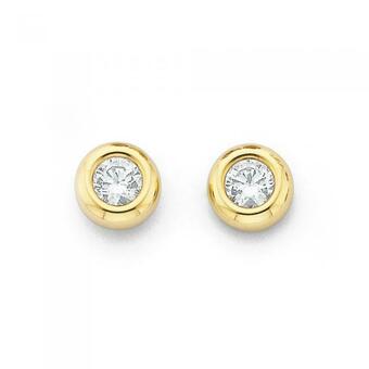 Goldmark 9ct Gold Cubic Zirconia 4mm Round Brilliant Cut Bezel Studs offer