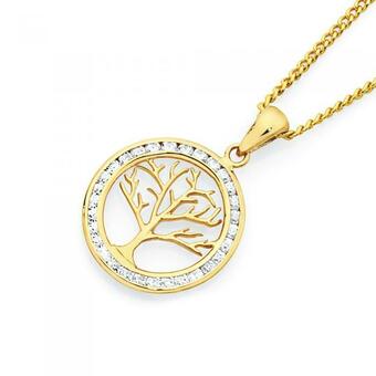 Goldmark 9ct Gold Cubic Zirconia Round Tree of Life Pendant offer