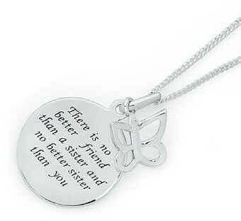 Goldmark Sterling Silver Sisters Disc With Butterfly Charm Message Pendant offer