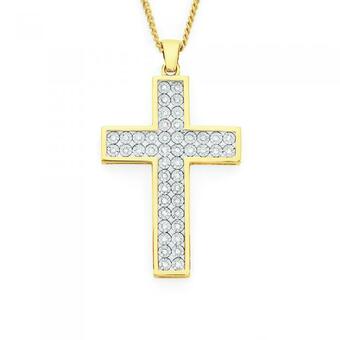 Goldmark 9ct Gold Two Tone Diamond Cross Gents Pendant offer