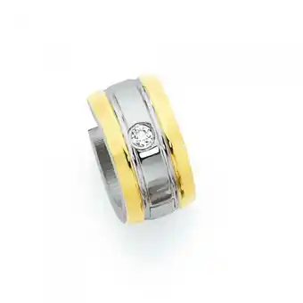 Goldmark Stainless Steel & Gold Plate Lined Cubic Zirconia Gents Huggie offer