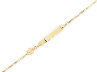 9ct Gold 14cm Figaro 3+1 Butterfly Charm ID Bracelet