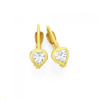 Goldmark 9ct Gold Cubic Zirconia Heart Huggie Earrings offer