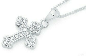 Goldmark Sterling Silver Fancy Cubic Zirconia Cross Pendant offer