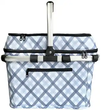 Sachi Fabric 4 Person Insulated Picnic Basket Blue Gingham