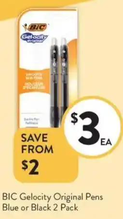 Foodworks BIC Gelocity Original Pens Blue or Black offer
