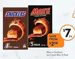 Foodworks Mars or Snickers Ice Cream Bars offer