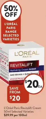 Foodworks L'Oréal Paris Revitalift Cream offer