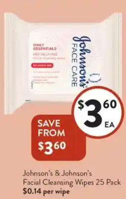 Foodworks Johnson's & Johnson's Facial Cleansing Wipes offer