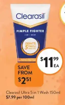 Foodworks Clearasil Ultra 5 in 1 Wash offer