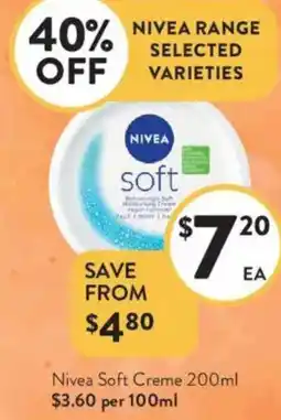 Foodworks Nivea Soft Creme offer