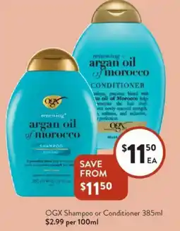 Foodworks OGX Shampoo or Conditioner offer