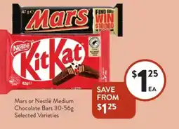 Foodworks Mars or Nestlé Medium Chocolate Bars offer