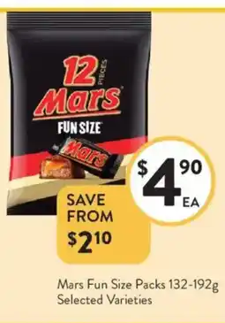 Foodworks Mars Fun Size Packs offer