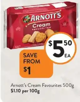 Foodworks Arnott's Cream Favourites offer