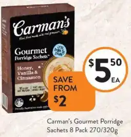 Foodworks Carman's Gourmet Porridge Sachets offer
