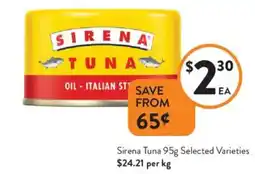 Foodworks Sirena Tuna offer