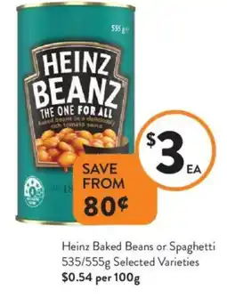 Foodworks Heinz Baked Beans or Spaghetti offer