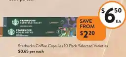 Foodworks Starbucks Coffee Capsules offer