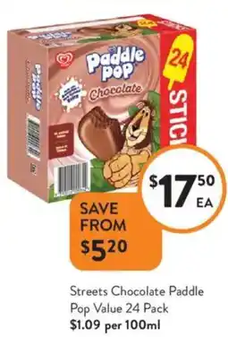 Foodworks Streets Chocolate Paddle Pop Value offer