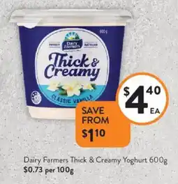 Foodworks Dairy Farmers Thick & Creamy Yoghurt offer