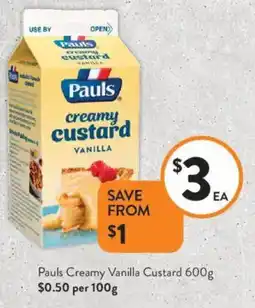 Foodworks Pauls Creamy Vanilla Custard offer
