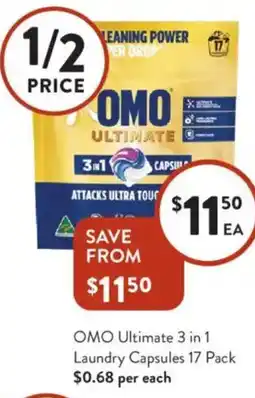 Foodworks OMO Ultimate 3 in 1 Laundry Capsules offer