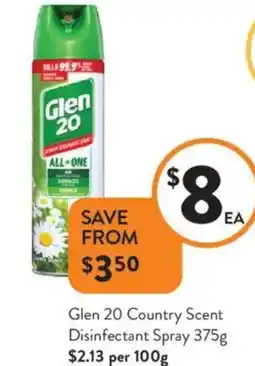Foodworks Glen 20 Country Scent Disinfectant Spray offer