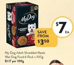Foodworks My dog adult shredded meals wet dog food offer