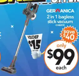 Cheap as Chips GERANICA 2 in 1 bagless stick vacuum offer