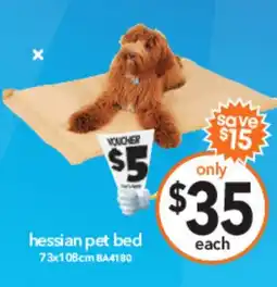 Cheap as Chips hessian pet bed offer