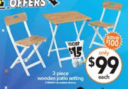 Cheap as Chips 3 piece wooden patio setting offer