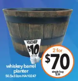 Cheap as Chips whiskey barrel planter offer