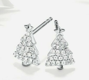 Michael Hill Xmas Tree Stud Earrings with Cubic Zirconia in Sterling Silver offer