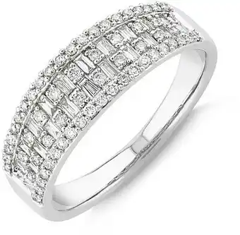 Multi Row Ring with 0.50 Carat TW Diamond in 10ct White Gold