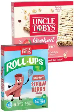 IGA Uncle Tobys Muesli Bars 5‑6 Pack or Roll Ups 6 Pack Selected Varieties offer