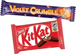 IGA Nestlé Medium Bars 35‑50g, Violet Crumble 50g or Smarties 50g Selected Varieties offer