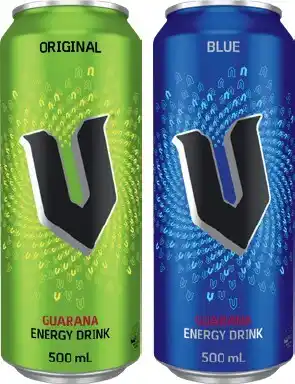 IGA V Energy Drink 500mL or V RiiSE Sparkling Energy Drink 330mL Selected Varieties offer
