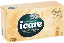 IGA Icare Facial Tissue Aloe Vera 100% Recycled 140 Pack offer