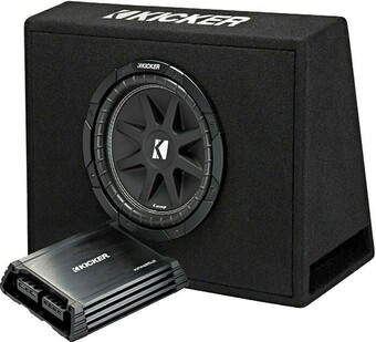 Autobarn Kicker 10” Subwoofer in Slim Enclosure Plus Amplifier & Wiring Kit offer