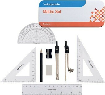 Officeworks Studymate 9 Piece Maths Set in Tin offer