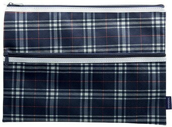 Officeworks Studymate Twin Zip Tartan Pencil Case Large offer