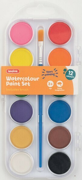 Officeworks Kadink 12 Colour Watercolour Paint Set offer