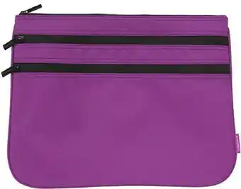 Officeworks Studymate Triple Zip Pencil Case Large - Purple offer