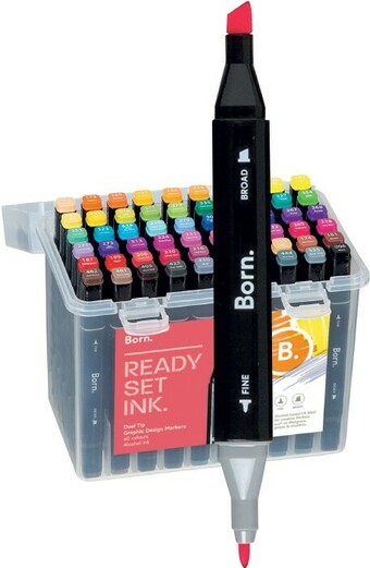 Officeworks Born 60 Pack Dual-Tip Art Markers offer