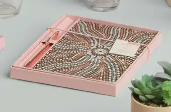 Officeworks Merindah Gunya Boxed A5 Lined Notebook and Pen Set offer