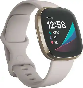 Officeworks Fitbit Sense Smart Fitness Watch - White† offer